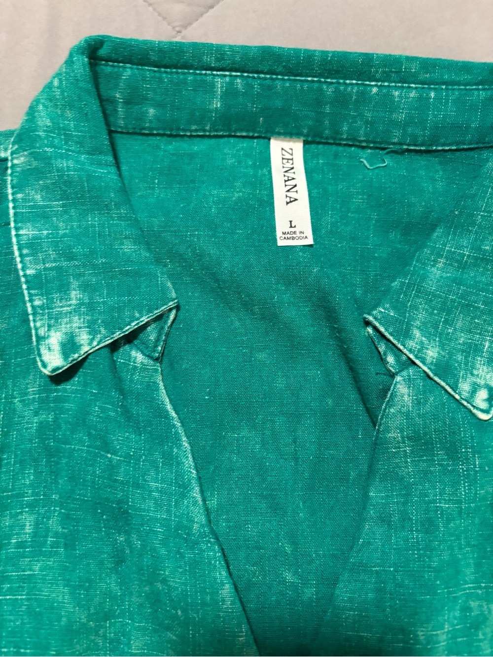 Zenana Washed Linen Wrap Crop Top in Kelly Green Sz Lg NWOT - Picture 5 of 7